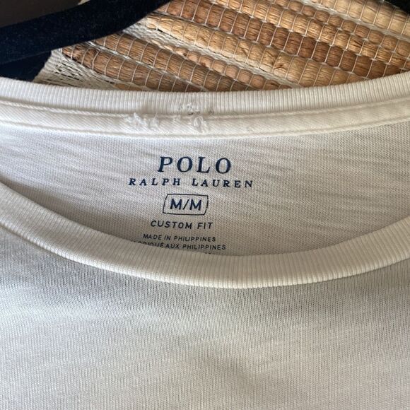 EUC RL cream tee with logo size M custom fit - Picture 2 of 5